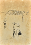 CARYBE, HECTOR (1911-1997). "Pesca do Xaréu - Salvador", nanquim, 45 X 31. Assinado e datado (1961) no c.i.d. Reproduzido com foto no catálogo.