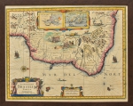 LOTE RETIFICADO***:"ACCURATISSIMA BRASILIAE". Raro mapa holandês (foto gravura) da costa brasileira com as respectivas capitanias hereditárias (circa 1630), 40 x 49. Geógrafo: "Henricus Hondius". Reproduzido com foto no catálogo.***