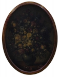 ESCOLA FLAMENGA (SÉC. XIX/XX). "Vaso com Flores", óleo s/ madeira, 80 X 57 (oval).