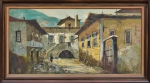 DURVAL PEREIRA (1917-1984). "Largo com Casarios em Ouro Preto - MG", óleo s/ eucatex, 60 x 120. Assinado no c.i.d. Reproduzido com foto no catálogo.
