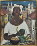 SYLVIO PINTO (1918-1997). "Baiana e seus Quitutes no Pelourinho-Bahia", óleo s/ tela, 92 X 73. Assinado e datado (1963) no c.i.d. Reproduzido com foto no catálogo.