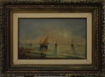 VINCENZO CENCIN (1925 - 2010). "Barcos de Pescadores na Costa Amalfitana-Itália", óleo s/ tela, 30 x 50. Assinado no c.i.d.