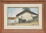 SANSÃO PEREIRA (1926-2014). "Paisagem com Casario", óleo s/ tela, 30 X 50. Assinado no c.i.d.
