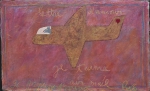ANGELO DE AQUINO (1945-2007). "Lettre D'amour Je T'aime - Air Mail", acrílica e colagem s/ tela, 63 X 103. Assinado, datado (1996) e localizado (Rio) na parte inferior.