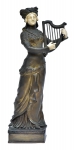 EUGENE BERNOUD (FRANÇA-SÉC.XIX/XX). "La Jeune Harpiste", escultura art deco em bronze patinado e marfim. Alt.: 26cm. Assinada. Artista com obras no "Berman Bronze". Reproduzido com foto no catálogo.
