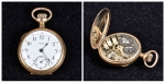 Antigo relógio suíço de bolso da marca "Adonis". Caixa em ouro 12k. Mostrador esmaltado. Funcionando. Peso: 25,6g.
