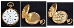 VACHERON & CONSTANTIN. Magnífico relógio suíço de bolso em ouro 18k contrastado da marca "Vacheron & Constantin - Genève". Mostrador esmaltado gravado também "Chrometre Royal". Diam.: 5,5cm. Peso: 134g. Funcionando.