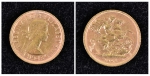 Libra em ouro 22k do período "Elizabeth II", datada de 1965. Peso: 8g.