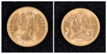 Libra em ouro 22k do período "Elizabeth II", datada de 1957. Peso: 8g.