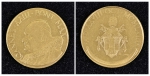 Moeda em ouro 22k comemorativa a "Posse do Papa João XXIII" em 1958. Diam.: 4cm. Peso: 20g.