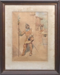 LUIGI ANGELINI (ITÁLIA, 1884-1969). "O Soldado do Rei", aquarela, 53 X 36. Assinado no c.i.d.