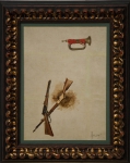 ALVIM CORREA (1876-1910). "Rifles e Clarim Militar", óleo s/ tela, 30 X 20. Assinado no c.i.d. (Circa 1900). Reproduzido com foto no catálogo.