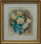 GEORGINA DE ALBUQUERQUE (1885-1962). "Vaso com Rosas", aquarela, 38 X 31. Assinado no c.i.d. Década de 30.