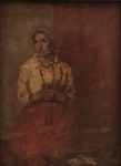 BERNARDELLI, HENRIQUE (1858-1936). "A Jovem Cigana", óleo s/ cartão, 30 x 23. Assinado e datado (1931) no c.i.d. Reproduzido com foto no catálogo.