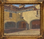 RUY CAMPELO (1905-1984). "Pátio de Convento", óleo s/ tela, 37 x 45. Assinado e datado (1935) no c.i.d.
