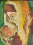 AURELIO D'ALINCOURT (1919-1990). "Maternidade", óleo s/ eucatex, 21 X 16. Assinado no c.s.d.