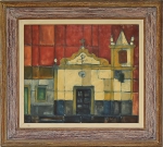 SILVA COSTA (1927). "Igreja Matriz", óleo s/ eucatex, 46 X 52. Assinado no c.i.d.