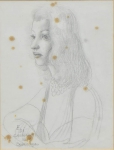 DI CAVALCANTI, EMILIANO (1897-1976). "Portrait de Dama", crayon, 28 X 21. Assinado, datado (1943) e localizado (Buenos Aires) no c.i.e. No verso, fotografia original da figura retratada com identificação do pintor.