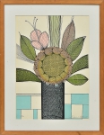ALDEMIR MARTINS (1922-2006). "Vaso com Flores", serigrafia policromada, 48 X 34. Assinado e datado (1975) no c.i.d.