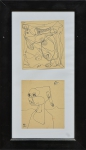 ATHOS BULCÃO (1918-2008). "Composição com Figuras" (díptico), nanquim, 13 X 11. Assinados e datados (1942 e 1938) no c.i.e e c.s.d.