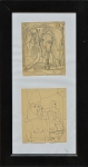 ATHOS BULCÃO (1918-2008). "Composição com Figuras" (díptico), grafite e nanquim, 13 X 11. Assinado e datado (1942) em um dos quadros no c.i.d.