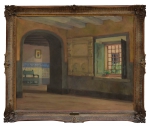 EMÍDIO MAGALHÃES (1905-1990). "Interior do Convento do Carmo - BA ", óleo s/tela, 60 X 74. Assinado no c.i.e. Pertenceu à famosa coleção "Nelson Muniz". Reproduzido com foto no catálogo.