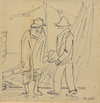 GOELDI, OSWALDO (1895-1961). "Pescadores à Beira Mar", nanquim, 22 X 21. Assinado no c.i.d.