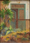 VISCONTI, ELISEU (1866-1944). "Jardim com Portal da Casa do Artista na Ladeira dos Tabajaras - Rio", aquarela, 23 X 16. Assinado no c.i.d.