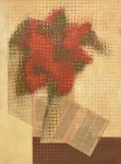 SCLIAR, CARLOS (1920-2001). "Flores Vermelhas III", vinil e colagem encerado, 75 X 55. Assinado e datado (1971) no c.i.d. e no verso (Cabo Frio). Cachet da galeria "Cosme Velho" no verso.