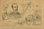ANGELO AGOSTINI (1843-1910). "Floriano Peixoto e a Revolta da Armada", rara litogravura, 34 x 50. Assinado no c.i.d. (Apresenta pequena mancha de umidade e alguns furos).