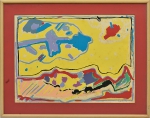 LUIZ AQUILA (1943). "Sem título", serigrafia a cores, 50 X 67. Assinado no c.i.d. (Apresenta algumas manchas no papel).