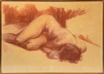 LYDIO BANDEIRA DE MELLO (1929). "Nú em Repouso", sanguínea, 72 X 100. Assinado e datado (1987) no lado direito.