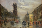 ANGELO CANNONE (1899-1992). "Cena Urbana em Boulevard de Paris", óleo s/ tela, 38 X 55. Assinado no c.i.e. e datado (1952) com título (Paris) no verso.