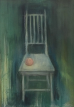 JOÃO NASCIMENTO (PORTUGAL, 1941- 2013). "Maçã sobre Cadeira", óleo s/ eucatex, 100 x 70. Assinado e datado (1969) no c.i.d.