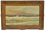 VIRGÍLIO LOPES RODRIGUES (1863-1944). "Dia de Sol na Praia de Ipanema - Rio", óleo s/ tela, 35 X 55. Assinado no c.i.d.