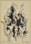 ANTONIO BANDEIRA (1922 - 1967). "Composição", aquarela, 26 x 16. Assinado, datado (1963), localizado (Rio) no c.i.d. e dedicado no c.i.e. Reproduzido com foto no catálogo.