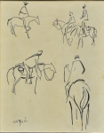 CARYBÉ, HECTOR (1911-1997). "Vaqueiros", nanquim, 24 x 20. Assinado no c.i.e. Reproduzido com foto no catálogo.
