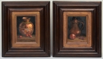 M. DE MARTINO (BRASIL, SÉC. XX). Par de quadros: "Frutos, Jarro e Vaso de Cobre", óleo s/ tela, 22 X 16. Assinados no c.i.d.