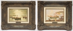 VINCENZO CENCIN (1925-2010). Par de quadros: "Pescadores na Costa Amalfitana - Itália", óleo s/ tela colado no cartão, 16 X 22. Assinado no c.i.d. e no c.i.e.