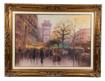 J. AZEVEDO (SÉC. XX). "Cena Urbana em Boulevard de Paris", óleo s/ tela, 70 X 100. Assinado no c.i.d.