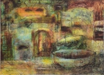 EVA FISCHER (CROÁCIA 1920-2015). "Paesaggio con Canoe", óleo s/ tela, 54 x 71. Assinado no c.i.e. e datado (1962) no verso.