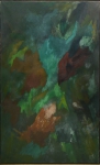 NOÊMIA GUERRA (1920-2007). "Moradas Verdes", óleo s/ tela, 146 x 88. Assinado, datado (1964), localizado (Paris) e titulado no verso.