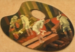 MANOEL COSTA (1943). "Lenhadores", paleta, 18 x 27. Assinado no c.i.d.