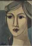 HENRI CARRIERES (1947). "Portrait de Jovem", vinil s/ tela,  32 x 22. Assinado no c.i.e.