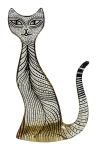 ABRAHAM PALATNIK (1928). "Gato", escultura em resina, nas cores âmbar e negro. Alt.: 40cm. Assinada. Reproduzido com foto no catálogo.