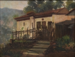 ARTHUR TIMÓTEO DA COSTA (1882 - 1923). "Paisagem com Casarão", óleo s/ madeira, 27 X 35. Assinado e datado (1916) no c.i.e. Reproduzido com foto no catálogo.