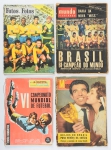 Quatro raras edições históricas e especiais de época para colecionismo, das "Copas do Mundo de Futebol" de 1958, 1962 e 1970 conquistadas pelo "Scratch Brasileiro" ("Mundo Ilustrado", "Gazeta Esportiva Ilustrada", "Manchete" e "Fatos e Fotos"). Ilustradas.