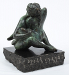 DENIS CROWS (ATRIBUÍDO). "Os Amantes", grupo escultórico em bronze patinado. Base em granito negro. Alt.: 32cm. Sem assinatura.
