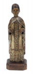 SANTA CARMELITA. Imagem em madeira policromada. Alt.: 23cm. Brasil - séc. XIX. (Faltam as mãos).