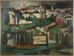 INIMÁ DE PAULA (1918-1999). "Panorama de Ouro Preto - MG", óleo sobre tela, 89 X 116. Assinado e datado (1962) no c.i.e. Reproduzido com foto no catálogo.